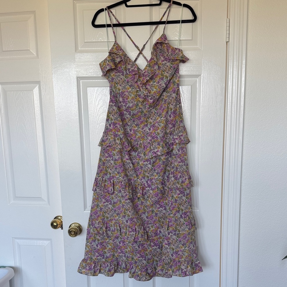 Lush Purple Floral Midi Dress